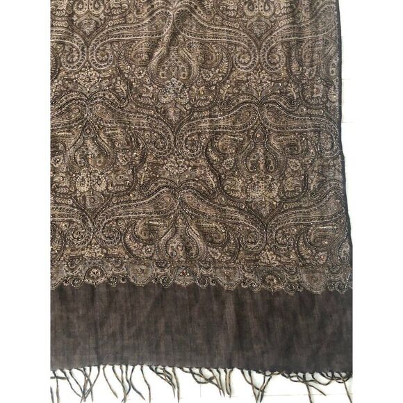 Malabar Grove Ltd Beaded Paisley Wrap Shawl Wool - Picture 3 of 7